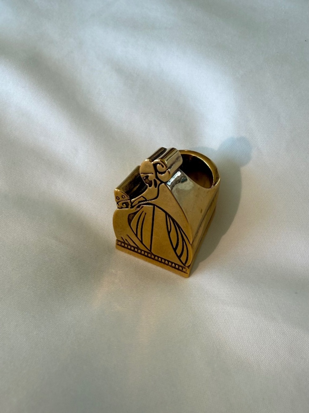 Lanvin Gold Art Deco Woman Statement Ring
